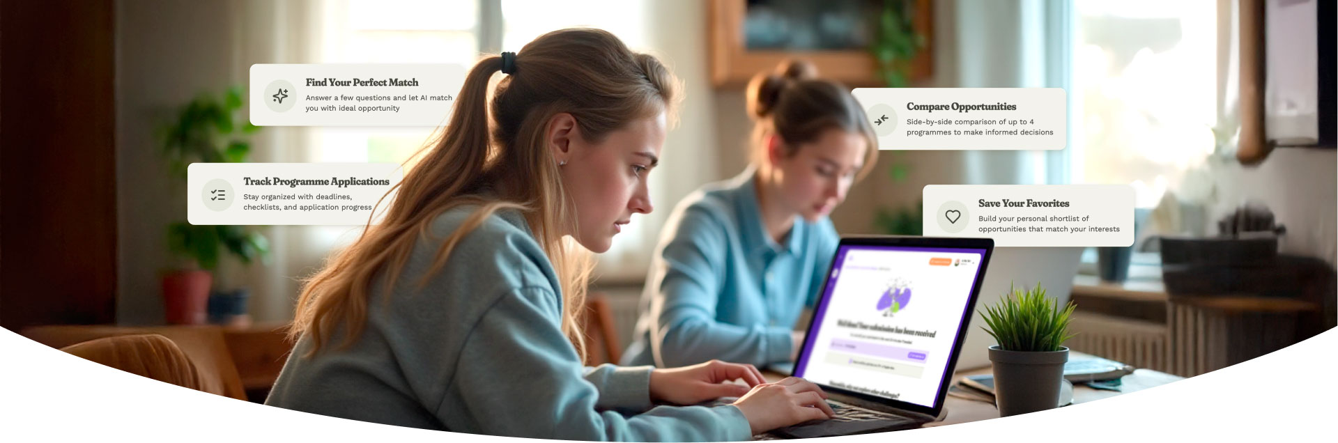 Students studying and competing